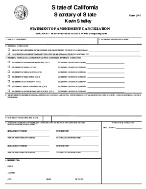 California Statement of Amendment/Cancellation Form GP-7