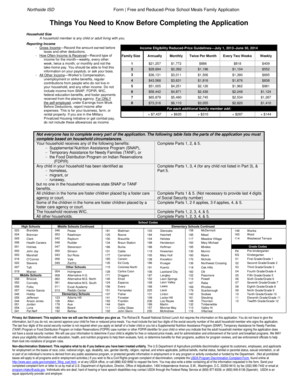 Northside ISD Free and Reduced-Price School Meals Application