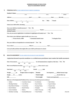 Hoboken Board of Education Health Assessment Report