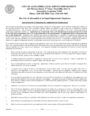 City of Alexandria Employment Application