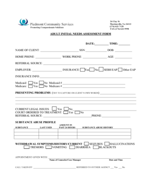 Adult Initial Needs Assessment Form