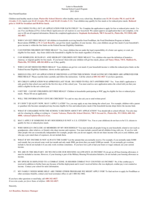 Free and Reduced Price School Meals Application