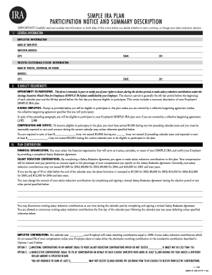 SIMPLE IRA Plan Participation Notice