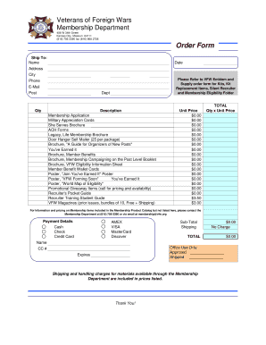 Recruiting supplies order form - VFW Department of Nevada - vfwnevada