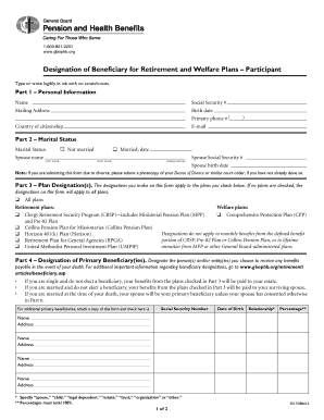 Designation of Beneficiary for Retirement and Welfare Plans