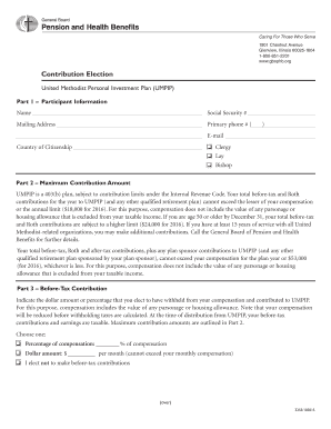 United Methodist Personal Investment Plan Contribution Election