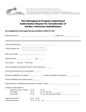 Authorization Request for Cardiac Pulmonary Rehabilitation
