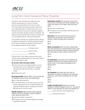 Long-Term Care Insurance Policy Checklist