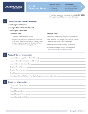CollegeCounts 529 Fund Payroll Deduction Form
