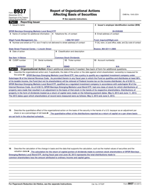 Form 8937 Report of Organizational Actions Affecting Basis of Securities