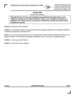 Beneficiary’s Additional Beneficiary Form