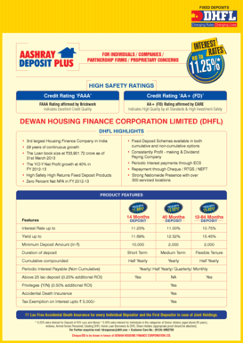 DHFL Fixed Deposit Application Form