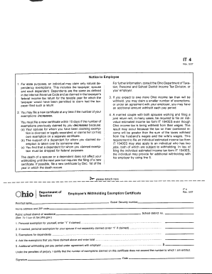 Ohio Employee's Withholding Exemption Certificate