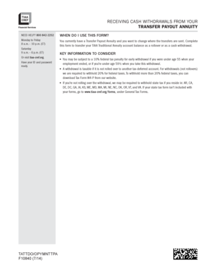 Transfer Payout Annuity Cash Withdrawal Form