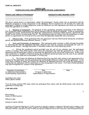 Medicare Participating Physician Agreement