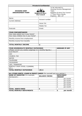 Housing Debt Arrangement Form