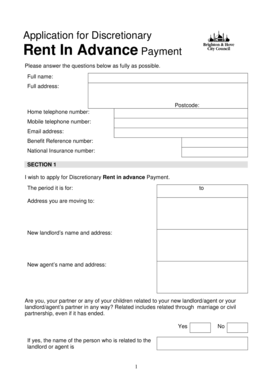 Application for Discretionary Rent in Advance Payment