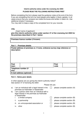 Interim Authority Notice Under Licensing Act 2003