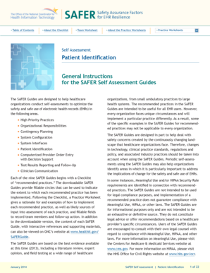 SAFER Patient Identification Self Assessment Guide