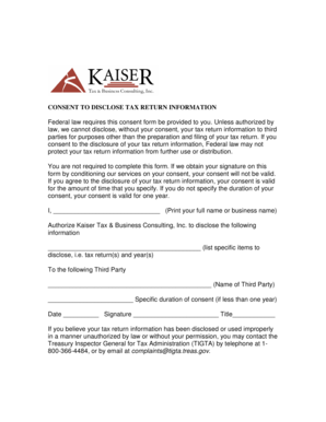 Tax Return Information Disclosure Consent Form