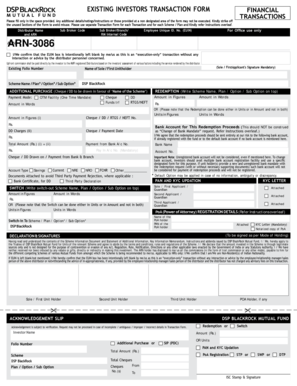 DSP BlackRock Mutual Fund Transaction Form