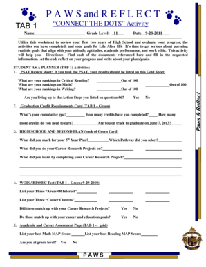 High School Progress Reflection Worksheet