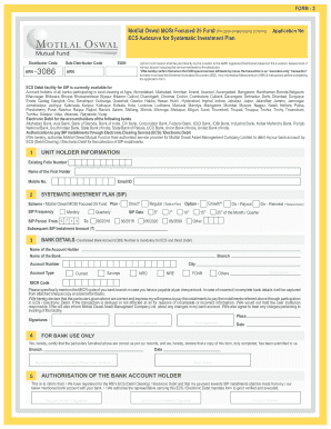 Motilal Oswal SIP Application Form