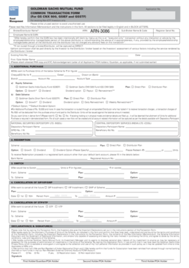 Goldman Sachs Mutual Fund Common Transaction Form