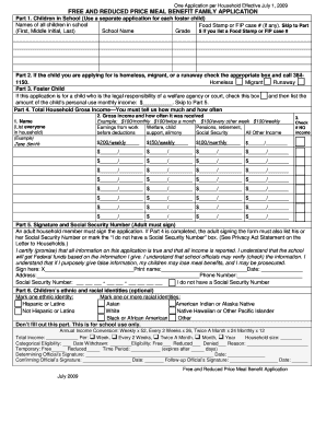 Free and Reduced Price School Meals Application