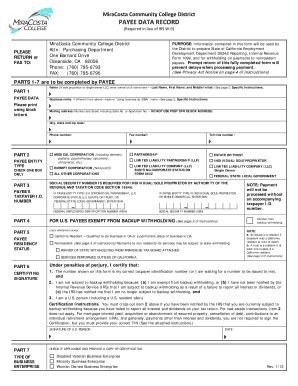 MiraCosta Community College District Payee Data Record