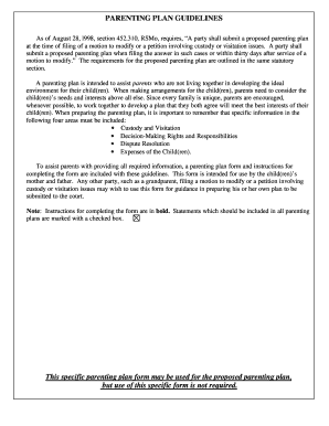 Missouri Parenting Plan Form