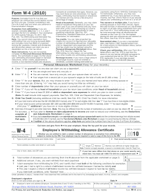 Form W-4 (2010) Employee's Withholding Allowance Certificate
