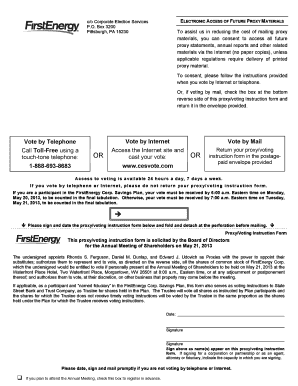 FirstEnergy Corp Proxy/Voting Instruction Form