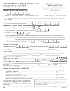 Iowa Centralized Employee Registry Reporting Form