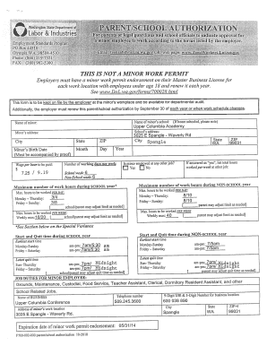 Washington State Parent/School Authorization