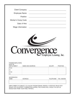 Convergence Employee Leasing Employment Application