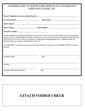 Authorization to Honor Items Debited by Convergence