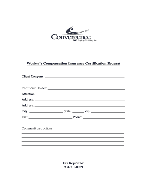 Workers' Comp Certificate Request - Convergence Employee Leasing