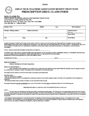 Great Neck Teachers Association Prescription Drug Claim Form