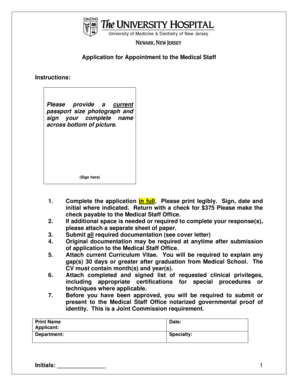 Application for Appointment to the Medical Staff