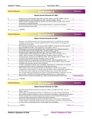 Student Financial Aid Worksheet