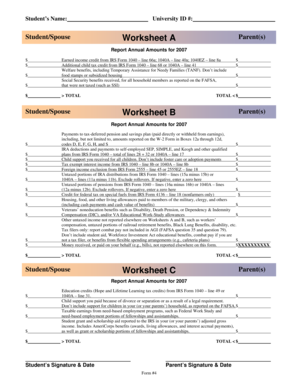 Student Financial Aid Worksheet
