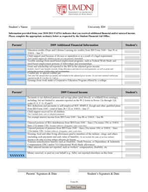 2010-2011 FAFSA Additional Financial Information Form
