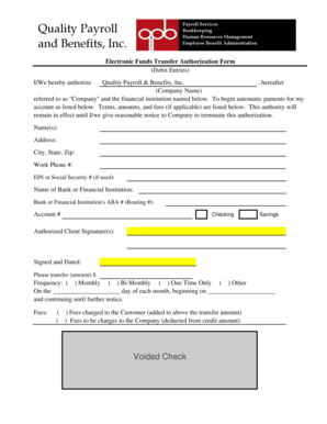 Electronic Funds Transfer Authorization Form