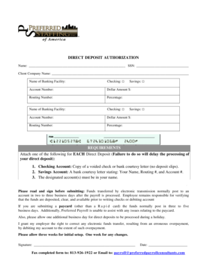 Direct Deposit Authorization Form