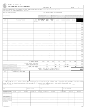 Missouri Monthly Expense Report