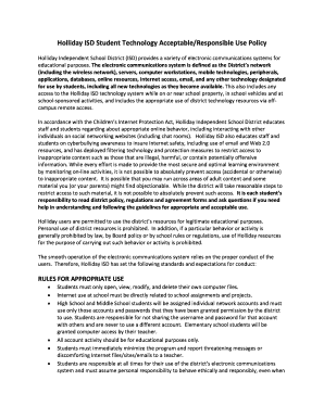 Holliday ISD Student Technology Acceptable Use Policy