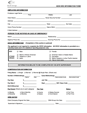 Employee data form - staff information form