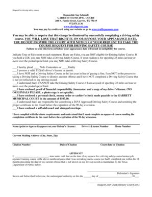 Request for Driving Safety Course