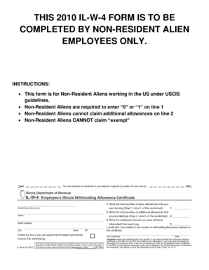 Illinois Non-Resident Alien W-4 Form